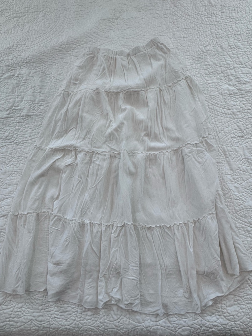White Tiered Maxi Skirt - Lightweight Casual Style